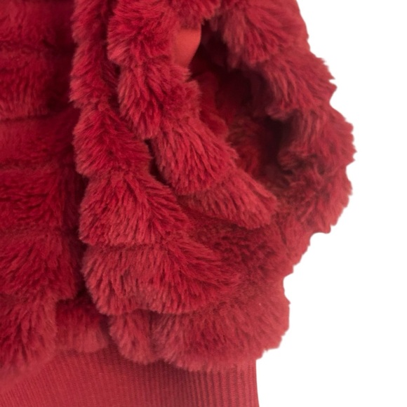Love Tree Hooded Burgundy Faux Fur Coat Jacket Small - Picture 3 of 8